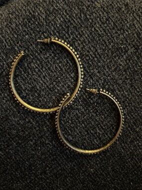 Gold Beaded Hoop Earrings - Women Jewelry
